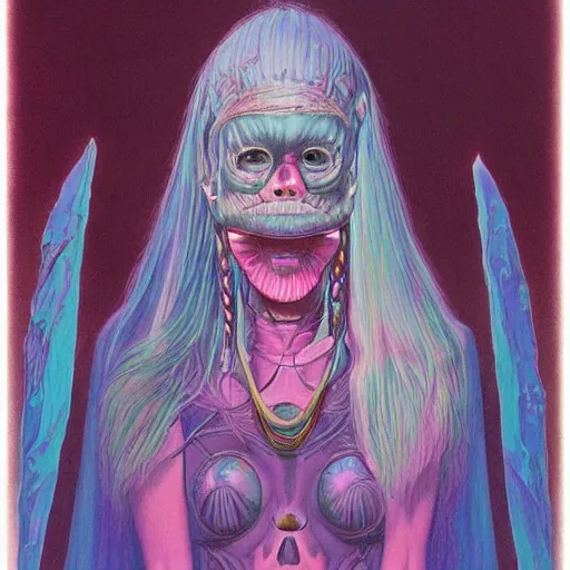 Image similar to original jean giraud art painting, pastel goth aesthetic, creepy kawaii, psychedelic, sabbas apterus