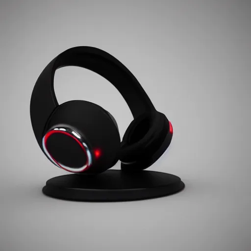 Prompt: wireless headphone stand, futuristic, techno, cyberpunk, product design, 3 d render, concept, fun, swag