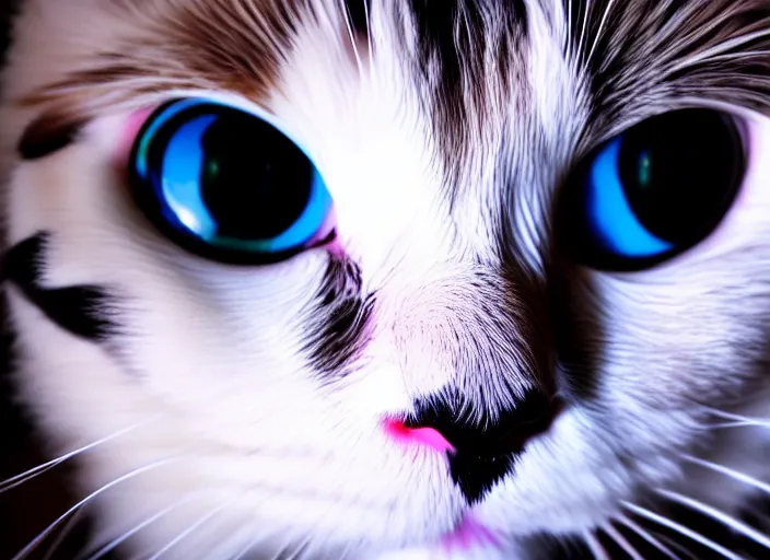 Prompt: a photo of a ragdoll cats face, fisheye lens