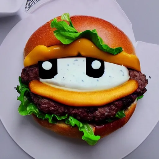 Prompt: food photograph of a burger made of eyes, hyper realistic, instagram, foodie,. detailed,