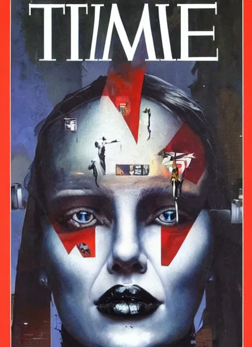 Prompt: TIME magazine cover, the coming AI singularity, by Chevrier