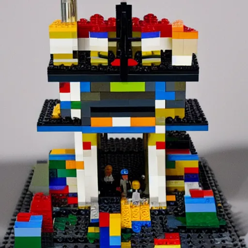 Image similar to a guillotine made out of legos