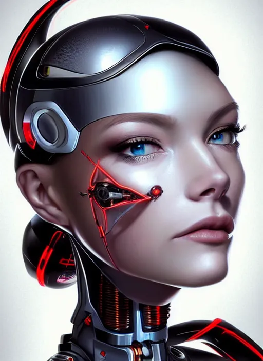 Image similar to portrait of a cyborg woman who turns her head to the ((((((right))))) left+450 (((((up))))) (((((down))))) by Artgerm,eyes closed , biomechanical, hyper detailled, trending on artstation