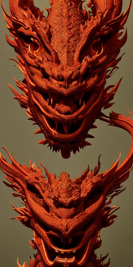 Image similar to a beautiful delicate huge mega chinese dragon head, solid background, electron flow, android, mechanical, metal, model design, fine texture structure, hyper detailed, perfect shadows, atmospheric lighting, 3 d render, in the style of pascal blanche and sparth juan zigor samaniego, paul pepera pablo roldan, displayed in the exhibition hall, 4 k hd