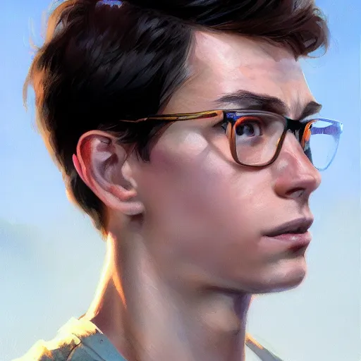 Image similar to peter parker closeup portrait, dramatic light, lake background, 2 0 0 mm focal length, painted by stanley lau, painted by greg rutkowski, painted by stanley artgerm, digital art, trending on artstation