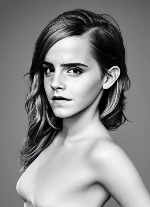 Image similar to Emma Watson for Vogue, perfect face, hot summertime, full length shot, XF IQ4, 150MP, 50mm, f/1.4, ISO 200, 1/160s, natural light, Adobe Photoshop, Adobe Lightroom, DxO Photolab, Corel PaintShop Pro, rule of thirds, symmetrical balance, depth layering, polarizing filter, Sense of Depth, AI enhanced