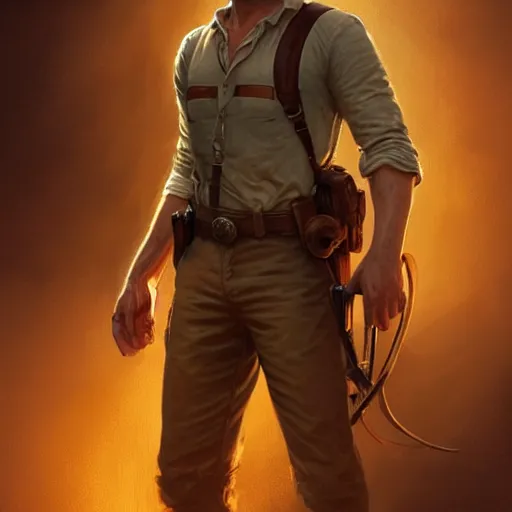 Prompt: Tom Holland as Nathan Drake, western, D&D, fantasy, intricate, elegant, highly detailed, digital painting, artstation, concept art, matte, sharp focus, illustration, art by Artgerm and Greg Rutkowski and Alphonse Mucha