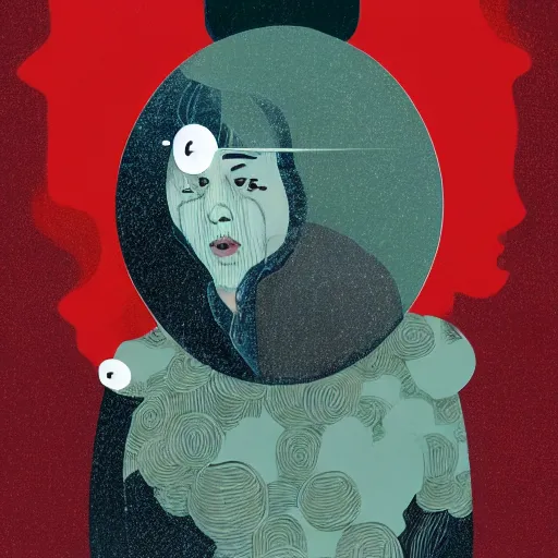 Image similar to illustration of to pout, sullen, showing irritation or ill humor by a gloomy silence or reserve. in colors # 1 1 3 4 a 6, # 7 3 c 2 fb, # 6 6 9 3 fs, # 9 8 fb 9 8, # 0 1 7 9 6 f, by studio multi and victo ngai, malika favre