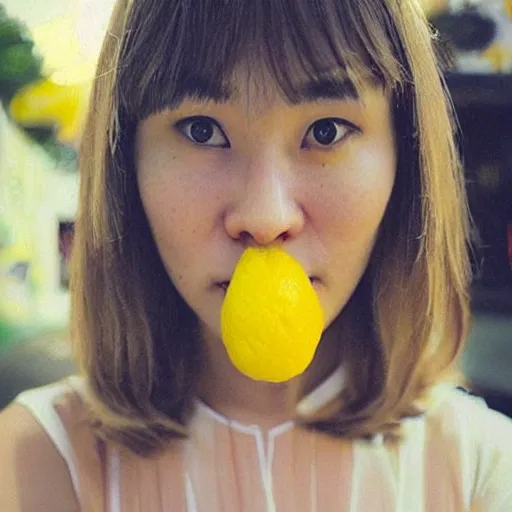 Prompt: “ a lemon shaped as woman face”