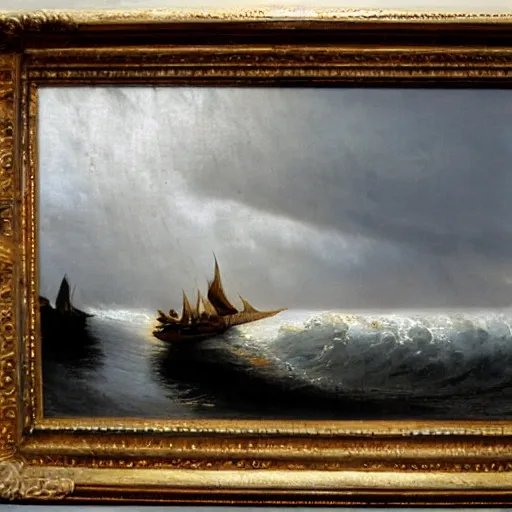 Image similar to storm on the volga, oil on canvas, 1 8 7 3