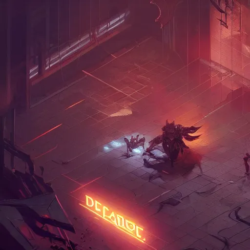 Image similar to isometric Dead Space Diablo action role playing game by artgerm and greg rutkowski, alphonse mucha, cgsociety and beeple highly detailed, sharp focus, cinematic lighting, illustration, art, octane render, Unreal Engine Lumen, very coherent. cinematic, hyper realism, high detail, octane render, 8k