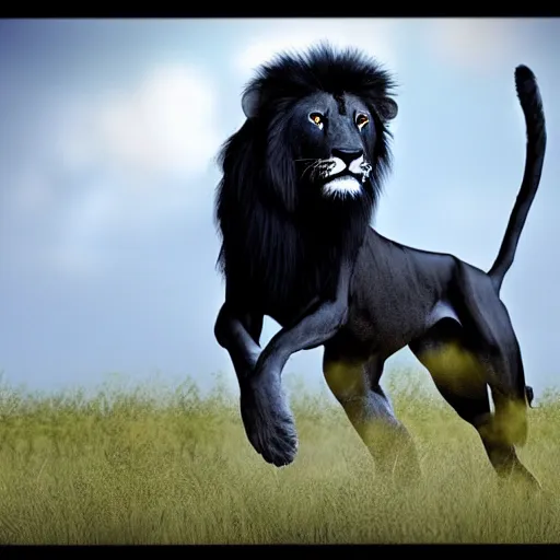 Prompt: ultra realistic photograph from a black lion