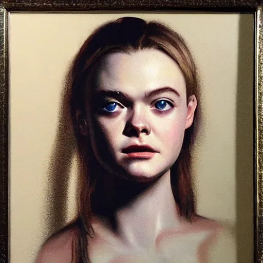 Prompt: ultra realistic portrait painting of elle fanning in resident evil 2 0 0 2, art by frank frazetta, 4 k, ultra realistic, highly detailed, epic lighting