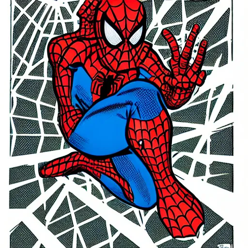 Prompt: spider - man standing, sideview, color, comic book illustration, by steve ditko