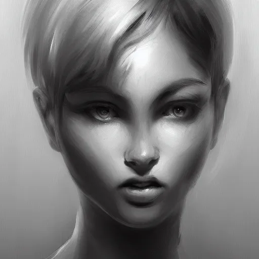Prompt: soft android concept art oil painting, black and white, by jama jurabaev, highly detailed, brush hard, artstation
