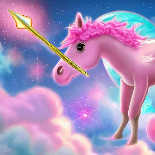 Prompt: a giant pink fat unicorn eating jupiter like cotton candy, digital art, highly detailed