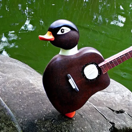 Image similar to duck playing the guitar
