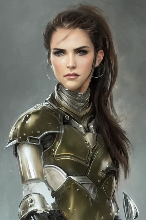 Prompt: a professional portrait of an attractive young female, clothed in military-style battle armor, olive skin, long dark hair, beautiful bone structure, symmetrical facial features, intricate, elegant, digital painting, trending on Artstation, concept art, smooth, sharp focus, illustration, finely detailed, from Metal Gear by Ruan Jia and Mandy Jurgens and Artgerm and William-Adolphe Bouguerea, award winning