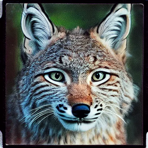 Image similar to polaroid of a lynx, grainy