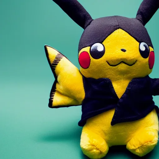 Prompt: pikachu plush toy, advertising photography