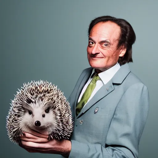 Image similar to richard feynman as a hedgehog. studio fashion shoot in full colour. 8 5 mm f 5. 7