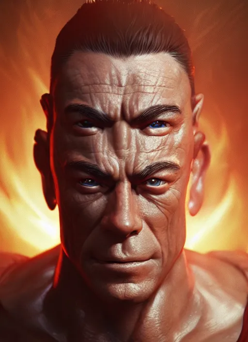 Image similar to A fantasy comic book style portrait painting of van damme as a monk, unreal 5, DAZ, hyperrealistic, octane render, RPG portrait, dynamic lighting