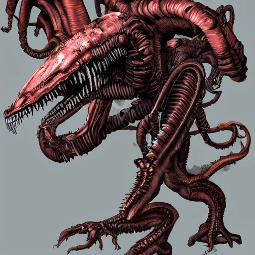 Image similar to xenomorph combined with tyranid ripper swarm, concept art