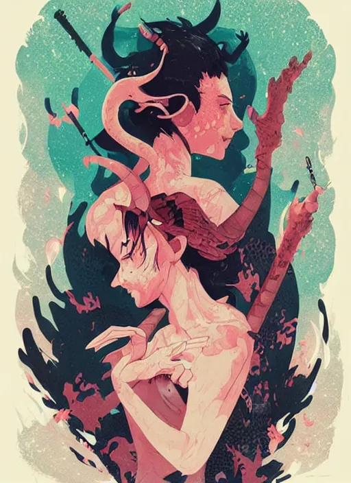 Prompt: concept art, dragon and freckled princess, concert poster retro, conrad roset, greg rutkowski, flume cover art