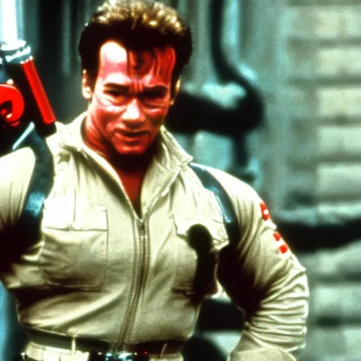 Image similar to arnold schwarzenegger in ghostbusters