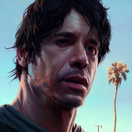 Image similar to highly detailed portrait sylvester stalone is rambo in gta v, stephen bliss, unreal engine, fantasy art by greg rutkowski, loish, rhads, ferdinand knab, makoto shinkai and lois van baarle, ilya kuvshinov, rossdraws, tom bagshaw, global illumination, radiant light, detailed and intricate environment