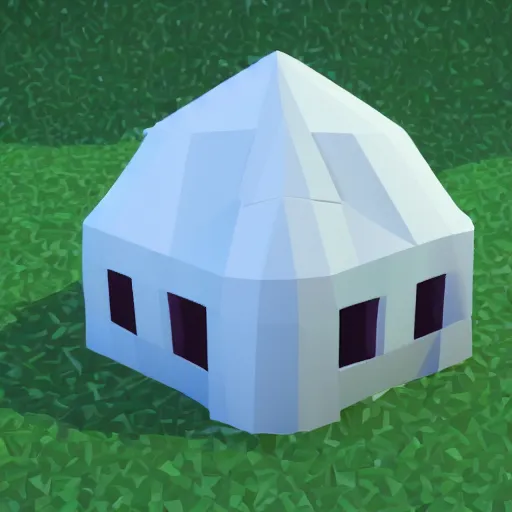 Image similar to a low poly creature inviting you into its house