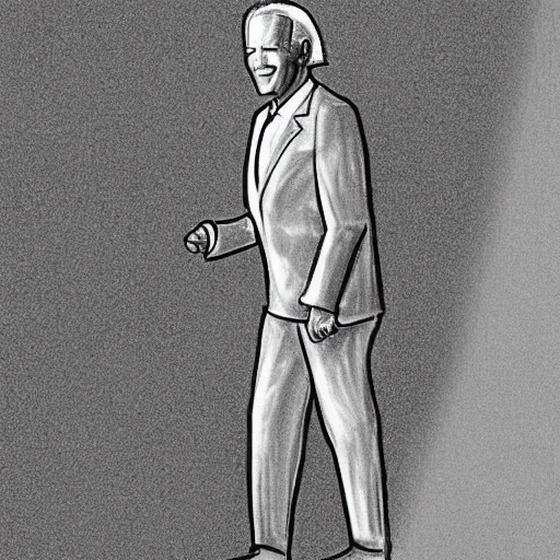 Image similar to drawing of Joe Biden , dressed in an alien costume , walking in the desert