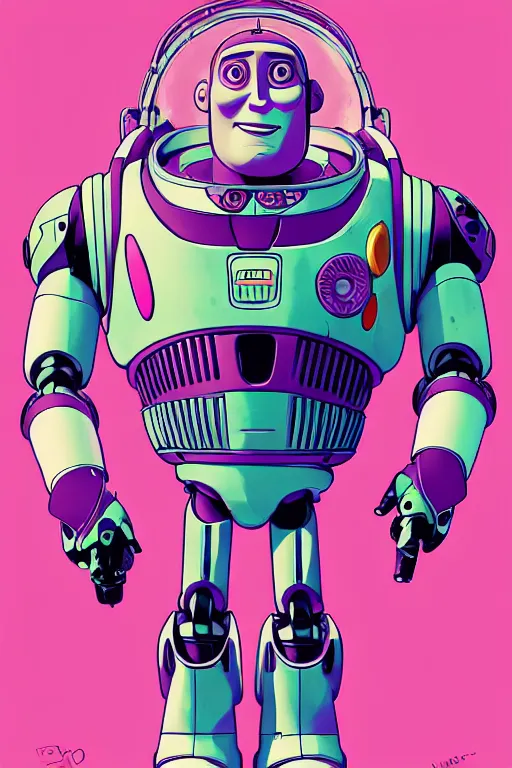 Prompt: a study of cell shaded portrait of Buzz Lightyear as a robot Borderlands 3 character, llustration, post grunge, concept art by josan gonzales and wlop, by james jean, Victo ngai, David Rubín, Mike Mignola, Laurie Greasley, highly detailed, sharp focus, alien, Trending on Artstation, HQ, deviantart, art by artgem