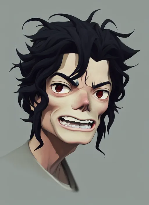 Prompt: centered!! macro head portrait of medieval sneezing king michael jackson, artstation, detailed cartoon, elegant, digital painting, concept art, smooth, sharp focus, illustration, ghibli, makoto shinkai, don bluth, fujita goro, jean giraud, akihiko yoshida, tom whalen 8 k