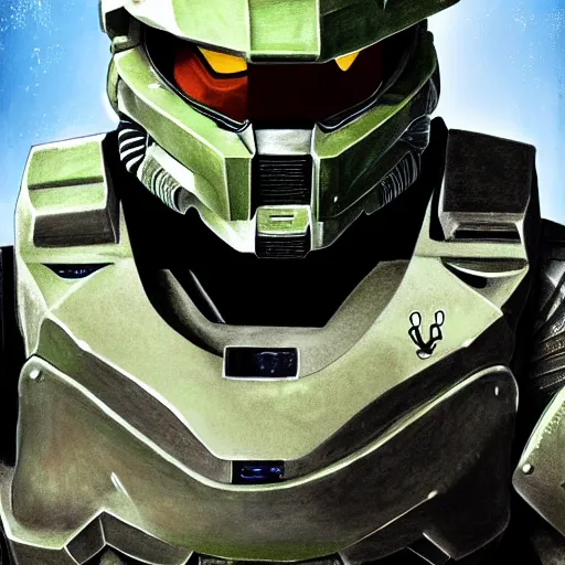 Image similar to super detailed portrait of the master chief from halo