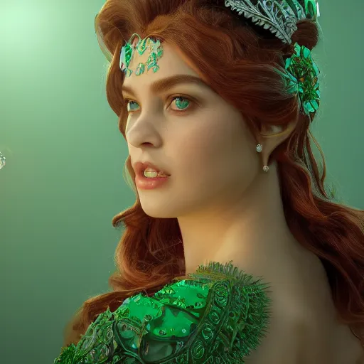 Image similar to wonderful princess of emerald with fair skin, ornate 8 k gorgeous intricate detailed, accent lighting, dramatic light, octane render