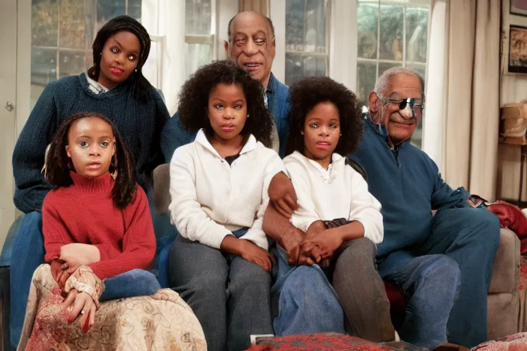 Image similar to whitewashed version of the cosby show, cinematic lighting