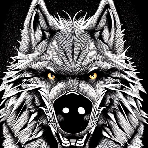 Image similar to pen line werewolf highly detailed crisp illustration art by ron spencer