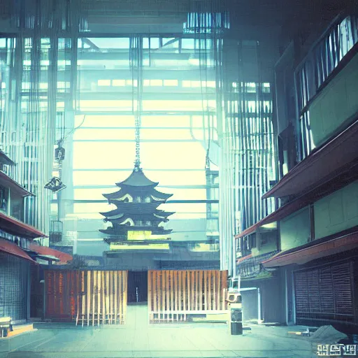 Image similar to japanese cyberpunk temple