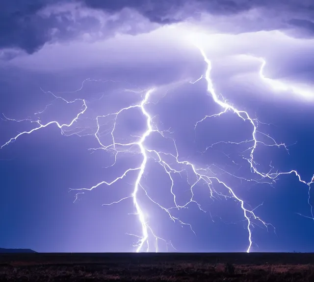 Image similar to 4 k hd, high detail photograph of a lightning storm, shot with sigma f / 4. 2, 2 5 0 mm sharp lens, wide shot, volumetric lighting, high level texture render