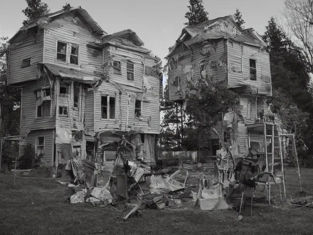 Prompt: a house being 3d printed, photo by Gregory Crewdson