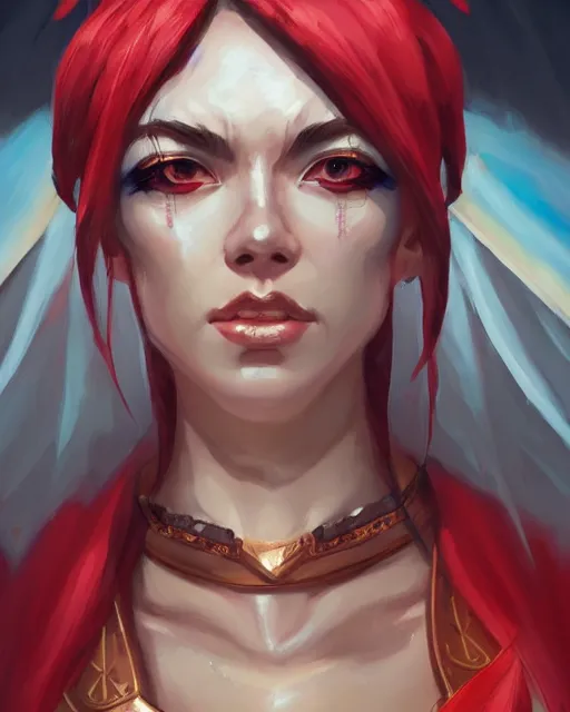 Prompt: a stunning portrait of ryuko matoi as an ancient greek priestess, close up portrait, digital art by ross tran and angel ganev, highly detailed, trending on artstationhq