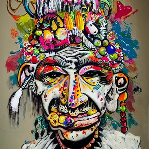 Image similar to transylvanian folk art, in the style of graffiti, made by david choe