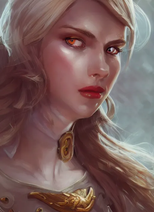 Image similar to a highly detailed illustration of beautiful long dirty blonde haired pale girl wearing epaulette uniform wearing white pants, red eyes, intricate, elegant, highly detailed, centered, digital painting, artstation, concept art, smooth, sharp focus, league of legends concept art, WLOP