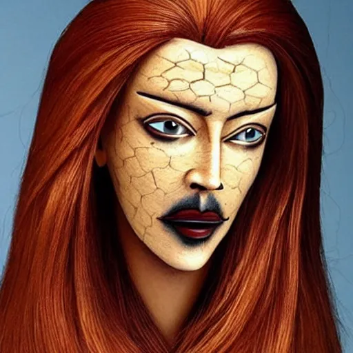 Image similar to a [ gourd ] carved shaped to look like ( amber heard ) face hybrid intercross