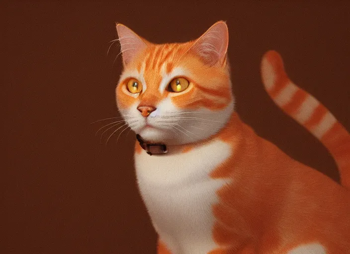 Prompt: closeup profile shot of an orange/white tabby cat, city lights, dramatic lighting, cinematic, high contrast, octane render, cgsociety, artstation, 4k