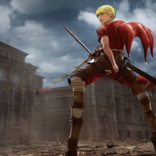 Prompt: trump as a titan in attack on titan. intricate. very detailed 8 k. fantasy horror. sharp. cinematic post - processing. unreal engine.