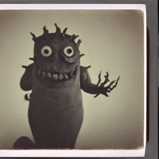 Prompt: an old polaroid of a creepy monster