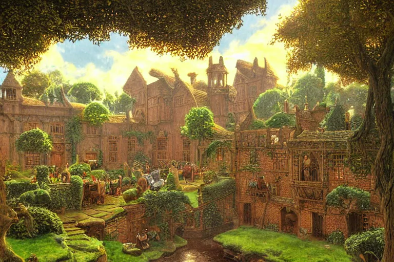 Image similar to elaborate dense beautiful scene from redwall abbey by brian jacques