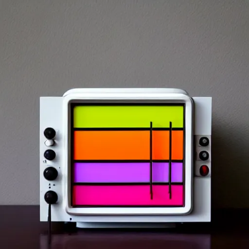 Image similar to colorful 80s Memphis group Style radio by Dieter Rams